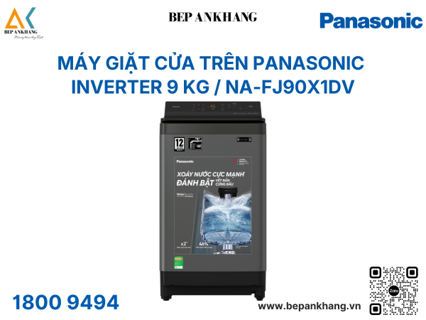 Máy giặt cửa trên Panasonic Inverter 9 kg - NA-FJ90X1DV